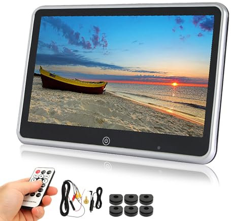 QIeAny Schermo da 10,1 Pollici per Poggiatesta Auto, Lettore Dvd per Poggiatesta, Touch Screen HD (risoluzione: 1024 × 600), USB/TF, Facile da Installare, 9 Lingue,1PCS
