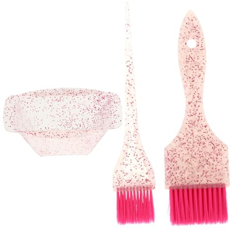 NOLITOY Haarfärbebürsten Satz Mit Mischschale Langlebiger Pinsel Mit Dünnen Borsten Professionell Für Heimgebrauch Rosa Farbton