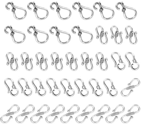 GARVALON 40 Stück Tibetische Silberlegierung S haken Verschlüsse Legierung Schmuckverbinder für Armband DIY Leichte Praktische Endkappen für Halsketten und Schmuckherstellung