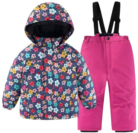Tuta da neve per bambini con grazioso piumino con cappuccio e pantaloni isolati da neve, set invernale da 2 pezzi, impermeabile, antivento, tuta da sci per clima freddo e pioggia, Marina Militare, 8-9