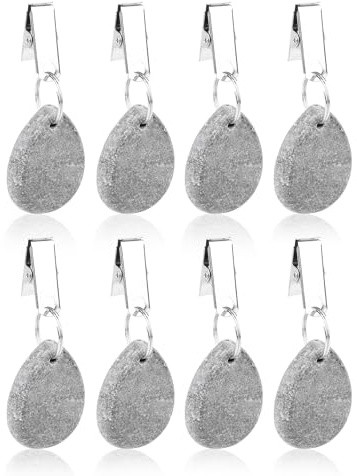 LAOYE 8 Stück Tischdeckenbeschwerer Extra Schwer aus Echtem Marmor, Beschwerer für Tischdecken Tropfenform Tischdeckengewichte mit Metall-Clip für Outdoor Garten – Tischdeckenhalter für Draußen