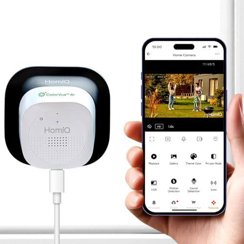 HomiQ Window Security Camera 2K, Indoor WiFi Cameras 2.4GHz/5GHz, Colorvue AI Color Night Vision, Person Detection with Auto-Focus, 24/7 Recording