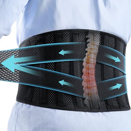 CAMBIVO Ceinture Lombaire avec 9 Baleines et Compression Réglable, S | Maintien Lombaire Stable, Compression Ajustable, Tissu Respirant, Bureau, Conduite et Voyage, Noir