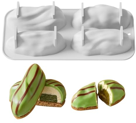 Stampo in silicone al pistacchio, tortiera a forma di nocciola 3D a 4 cavità, stampo per dessert antiaderente per uso alimentare per dolci, mousse, gelatina, rilascio facile