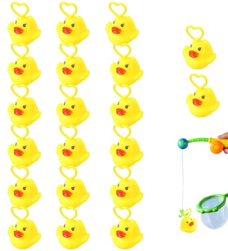 20 - Patos De Pesca, 7x6cm Patitos De Goma Baño Bebe Con Anzuelo, Pato De Pesca Para Niños, Piscinas Y Bañeras - Entrenamiento Sensorial
