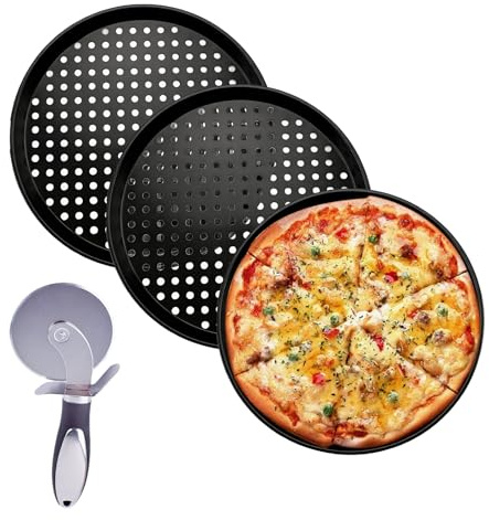 Mocrop 3 st. pizzaplåt perforerad pizzapanna 29 cm