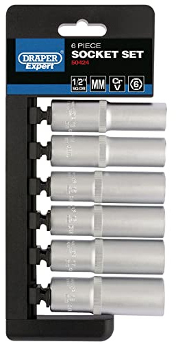 Draper 50424 1/2-Inch Square Drive Metric 6 Piece Deep Socket Set , Blue