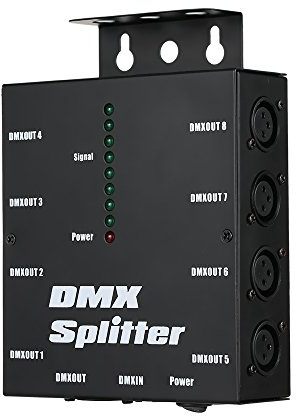 Lixada DMX512 Optischer Splitter Fungiert als DMX512 Verteilverstärker für Bühnenbeleuchtung, 8 Kanäle unabhängige Ausgänge, Einzelteilgröße: 12.8 * 4.3 * 17.2cm.