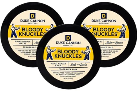 Duke Cannon Supply Co. Bloody Knuckles Hand Repair Balm 3-Pack – 5 oz Unscented Hand Cream for Workers Fighters and Athletes – Heavy Duty Moisturizer for Dry Cracked Hands