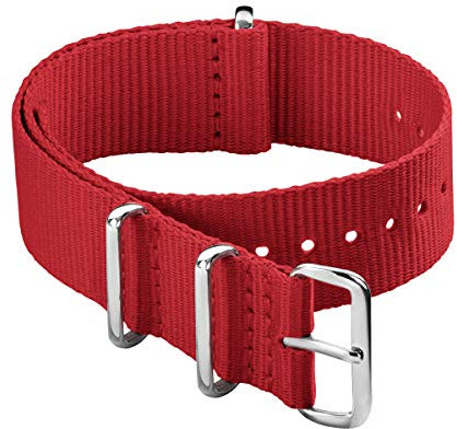 Archer Watch Straps - Klassische NATO Nylon Uhrenarmbänder (Rot, 20mm)