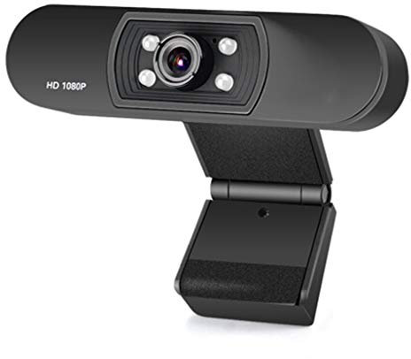 ARCH 1080P Caméra D'ordinateur avec Microphone, Webcam avec Microphone Grand Écran Vidéo HD Webcam for Le Chat Vidéo, Examens en Ligne De Classe, De Conférence Vidéo (Color : Black)
