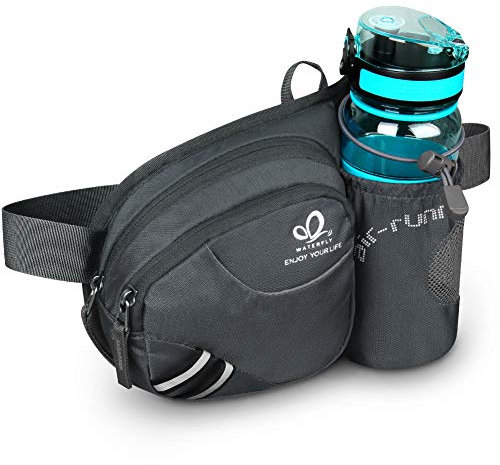 Waterfly Waist Fanny Pack, Waist Pack with Bottle Holder Water Repellent Bum Bag Dog Walking Waist Bag