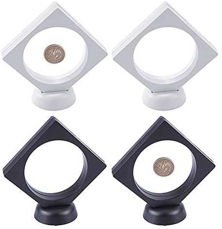 NBEADS 4 Sätze Display Stand Schwebender 3D Vitrinen Ständer halter Display rahmen Mit Sockeln Für Schmuck ring Challenge Coin Championship Badage, 11.5x11x3.5 cm