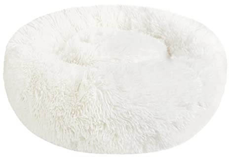 Nepfaivy Cuccia Gatto Cane Interno Morbida - Cuscino per Cani Gatti Nuvola Soffice Peluche Rotondo da Ciambella, Letto Pelosa Antistress per Animale Domestico Piccola (S-40cm/15.7in, Bianca)