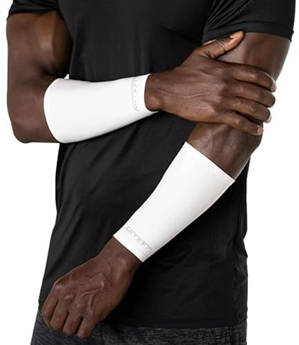 Artefit Forearm Sleeves - Manchette Bras Homme et Femme – Anti UV – Bras de Cyclisme - 12 heures de compression - Blanc - S