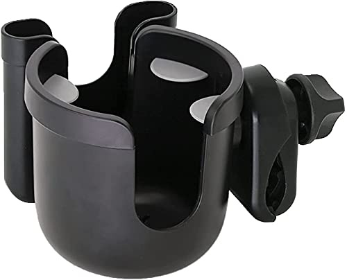 Porte-gobelet universel pour poussette avec support de téléphone, accessoires de poussette, porte-bouteille pour vélo, tapis de course, fauteuil roulant (Noir)