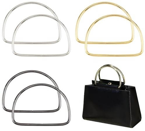 PH PandaHall 6pz Manici per Borsa a Forma di D Uncinetto Metallo 3 Colori