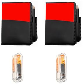 Soccer Referee Red Yellow Cards Set with Notebook and Pencil,Coach Stainless Steel Whistles with Lanyard 2Pcs (Style 3)