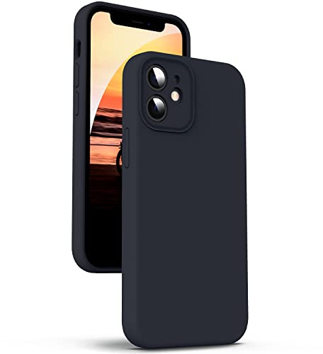 Supdeal Liquid Silikon Hülle für iPhone 12 Mini, [Kameraschutz] [Mikrofaser] [3 Schicht Schützen] Flüssige Silikon Handyhülle, Ultra Dünn und Bequem zu halten Schutzhülle, 5,4 Zoll, Schwarz