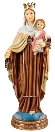 Figura Virgen del Carmen con Base Resina Pintada a Mano 40 cm