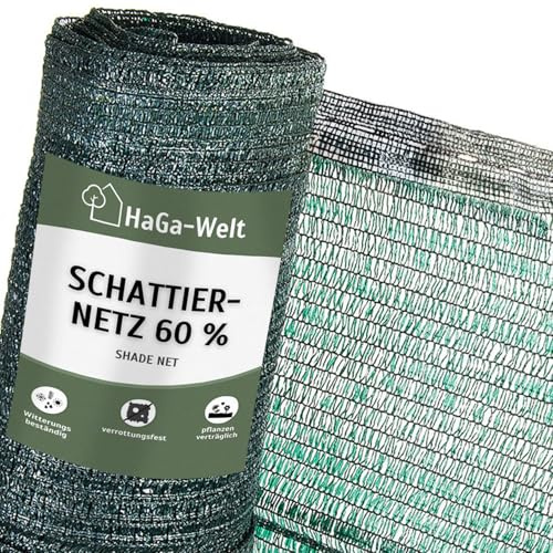 HaGa Schattiernetz 2m x 5m mit 60% Schattierwirkung – Hitzeschutz & Sonnenschutz für Pflanzen – Balkon Sichtschutz & Terrassen Sonnensegel – Wetterfest & Temperaturbeständig, vielseitig zuschneidbar