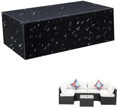 LSYALUCK Gartenlounge Abdeckhauben für Tische und Stühle, Abdeckung für Gartenmöbel Winterfest Möbelsets, wasserdichte Schutzhülle Anti-UV Abdeckplane für Gartentische Terrassenmöbel 242x162x100cm