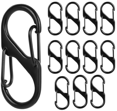 Flintronic S Karabiner, 12 Stück Metall Doppelkarabiner, Mini Karabinerhaken, S Förmiger Doppel Karabiner Schlüsselanhänge, Doppelkarabiner für Outdoor Aktivitäten Wandern Reisen Camping