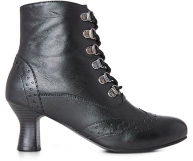 Joe Browns Damen-Stiefeletten mit Brogue-Detail, Leder, Schnürung, Absatz, Schwarz, Größe 40, Schwarz, 40 EU