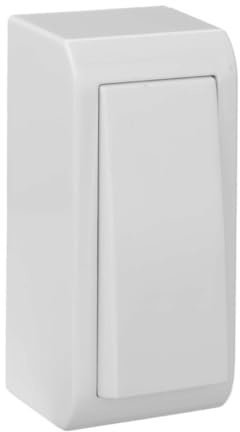 Conmutador estrecho de superficie, blanco, serie mural, ideal para controlar luces y dispositivos eléctricos en espacios reducidos.