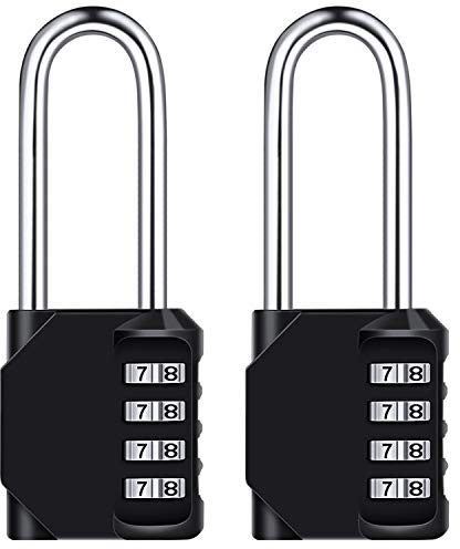 Diyife 2 stycken kombinationslås lång bygel 6,7 cm, 4-siffrigt kombinationslås hänglås nummerlås hänglås vädertålig för ställ, dörr, gym verktygslåda