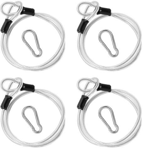 Cavo di Sicurezza Antifurto,Lucchetto con Cavo di Sicurezza a Fune Metallica, Fune in Acciaio con Cavo ad Anello da 4 Pezzi, Cavo di Sicurezza Lungo 1 m, per Biciclette, Motociclette