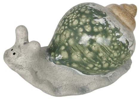 Goldbach Schnecke aus Keramik 10,5cm große Figur grün Deko Gartenfigur Dekofigur Keramikfigur Gartendeko Garten Statue Tier Skulptur Objekt Dekoschnecke