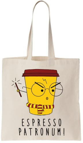 Espresso Patronum Funny Coffee Cup with Scarf Canvas Tote Bag Natural, beige, Taille unique