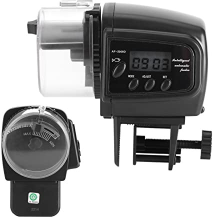 Automatic Fish Feeder, Food Dispenser with Time Display Fish Food Vacation Feeder Auto Fish Feeder for Vacation Weekend