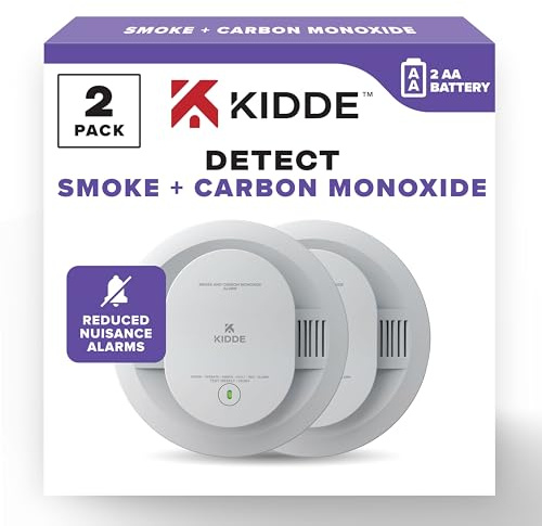Kidde Smoke & Carbon Monoxide Detector, AA Battery Powered, LED Warning Light Indicators, 2 Pack