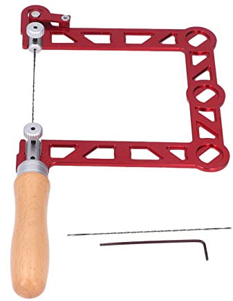 Mini Scie à Chantourner Manuelle avec Manche en Bois en Forme de U, Corps en Alliage D'aluminium, pour le Traitement des Métaux des Bijoutiers, le Travail du Bois (5 pouces OD 74