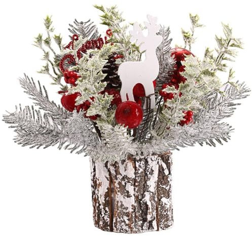 Luxylei Mini-Weihnachtsbaum, Mini-Topf, Künstlicher Tisch-Weihnachtsbaum, Miniatur-schneekiefernbäume Holzsockel Für Weihnachtsdekoration