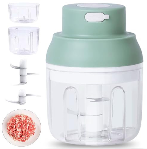 Affettatrice elettrica da 250 ml, tritatutto per cipolle, tritatutto multifunzionale, tritatutto per verdure, cipolle, aglio, verdura e frutta