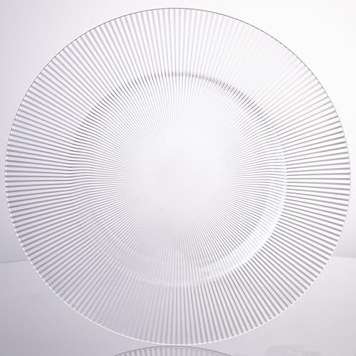 Set 6 Sottopiatto Ø 33 cm trasparente con bordo a righe, Stripes