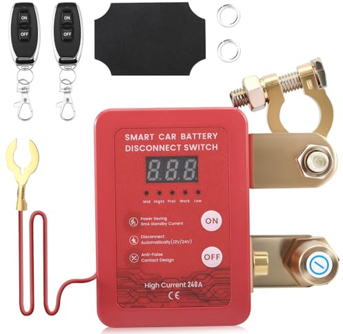 Batterie Trennschalter 12V,Drahtloser Ferngesteuerter Auto Trennschalter,Smart Batterie Kill Switch Anti-Diebstahl,Automatischer Ausschalter,Trennrelais für Auto,RV,ATV,LKW,Boot (digitaler Anzeige)