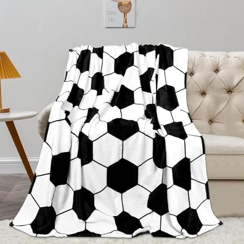 DCOOLGO football blanket, Fleece Blanket Sofa Throw - Versatile Blanket Fluffy Soft Throw for Bed and Couch Throw/Single, Cozy Fuzzy Plush Flannel Kids Throw Blanket for Daycare & School - 150x125CM