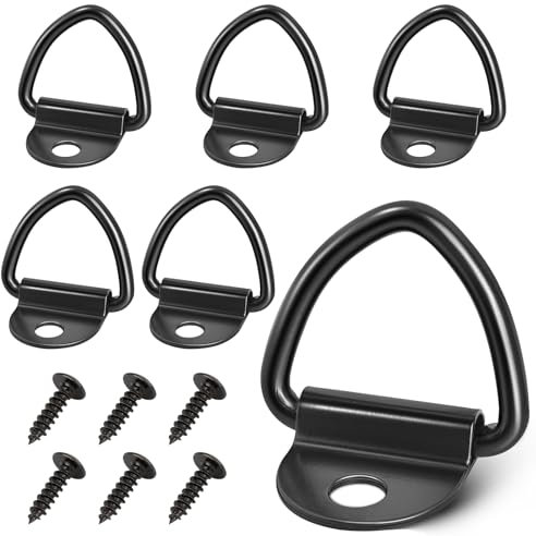 QUOTRE Lot de 6 Anneaux en V, Anneaux de Construction, Heavy Duty 85 x 63 mm, Anneau de Montage en V, avec Accessoires de vis M6 de 5 mm, avec Charge de 400 kg pour remorques, camions, Load Securing