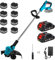 Cortacésped Inalámbrico con 8 Cabezales + 2 Baterías 2600 mAh, 5 Velocidades, Desbrozadora, Cortabordes, Eliminador de Maleza y Kit de Jardinería