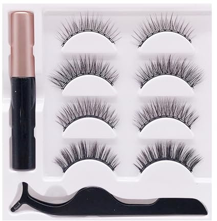 Kit di eyeliner magnetico finto ciglia, ciglia finte magnetiche naturali con eyeliner magnetico, 3D riutilizzabili, impermeabili e resistenti al sudore, facili da indossare e riutilizzabili