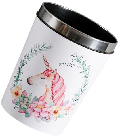 GALPADA 12l Unicorn Trash Can Wastebasket Children’s Room Round Plastic Trash Bin Home Office Paper Basket