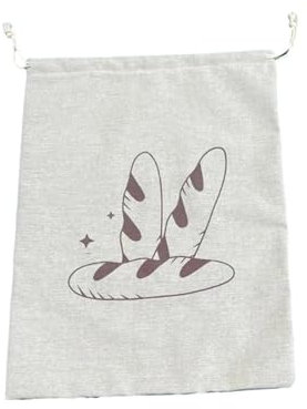 Sacs à Pain Sac à pain en lin à cordon de serrage, pratique, for un rangement facile, tissu respirant adapté au pain, 4 pièces(Linen cloth 30x40cm)