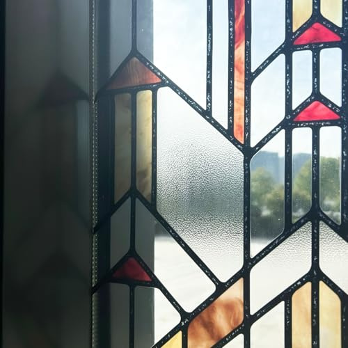 ChicSkin Original handgezeichnet Fensterfolie bunt Boho Geometrie 28X140CM | Imitation von Buntglas fensterfolie Beidseitig halbdurchsichtig,milchglasfolie geeignet für Wohnzimmer, Schlafzimmer, Küche