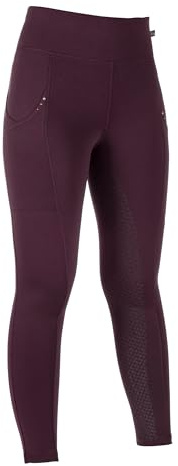 HKM Kids Cosy II Style Silikon Helsäte Ridleggings, Vinröd, 11/13 år, Vinrött, 11-13 Years