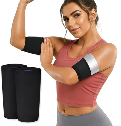 Clyhon 2 Stück Sauna Armbandage, Einstellbare Arm Gürtel, Sauna Arm Schweißbänder, Verstellbare Armtrainer Ärmel, Arm Shaper Former, Arme Sport Fitness Ärmel, für Sporttraining