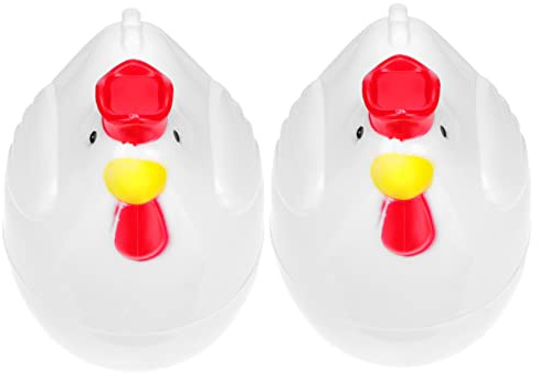WEKADRIN 2 pièces Pocheuse à Œufs Micro Ondes Forme de Poussin Cuiseur Vapeur pour Œufs Outil Pratique et Ludique pour Garçon Fille et Adultes